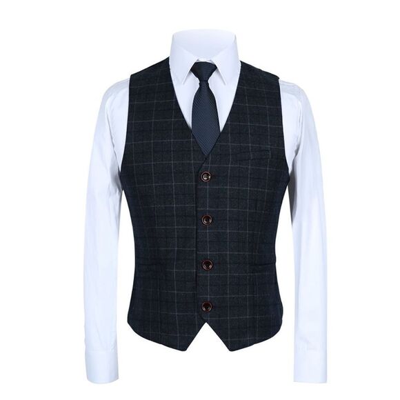 Men’s Mogu Plaid 3 Piece Business Formal Suit Jacket 42 Pants 40 NWT - Picture 3 of 15